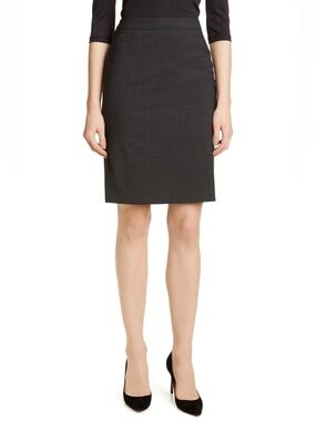 BOSS Hugo Boss Vilea Black Virgin Wool Pencil Skirt Size 4 Made in Portugal
